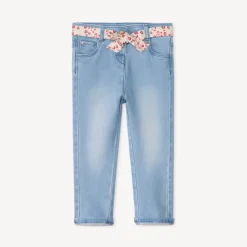 Rechthoekige jeans met knoopriem voor babymeisjes