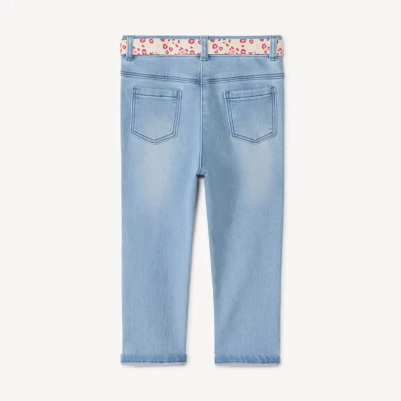Rechthoekige jeans met knoopriem voor babymeisjes