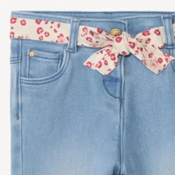Rechthoekige jeans met knoopriem voor babymeisjes