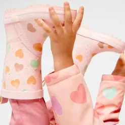 Regenlaarzen met kleurverandering en hartenprint meisjes