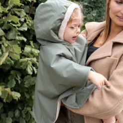 Reis poncho - Waterproof + teddy -Groen - 9/36 m