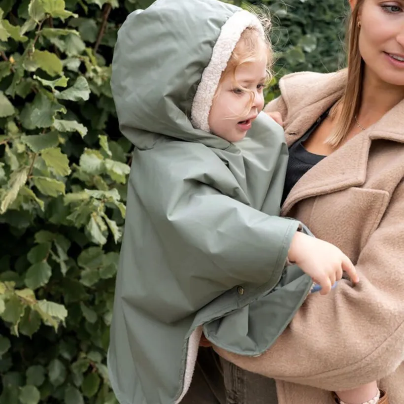 Reis poncho - Waterproof + teddy -Groen - 9/36 m