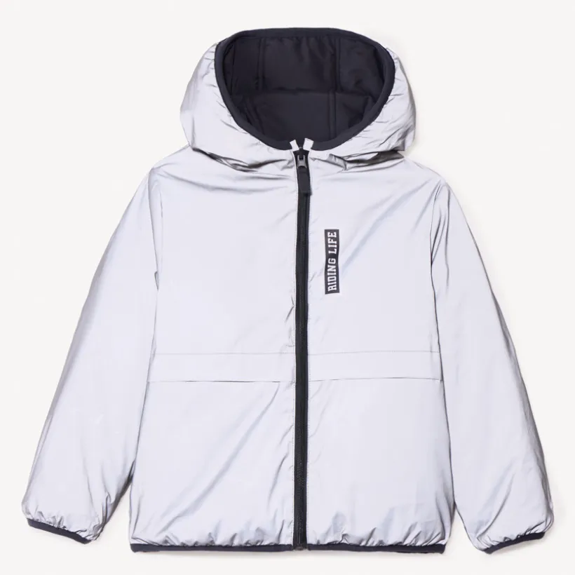 Reversibel gewatteerd reflecterend windjack jongens