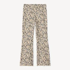 Ribgebreide legging met uitlopende pasvorm en luipaardprint meisjes