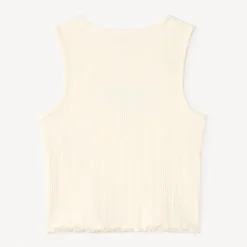 Ribgebreide top met geborduurde fantasie 