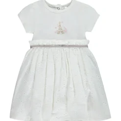 Robe body met korte mouwen print Tour Eiffel + Engels borduursel voor baby meisje