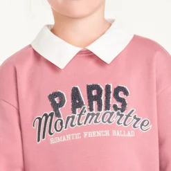 Robe effet sweat voor meisjes met overhemdkraag