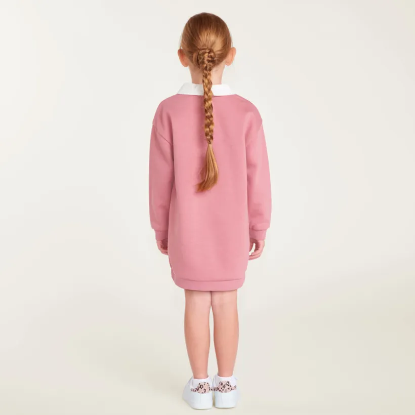 Robe effet sweat voor meisjes met overhemdkraag