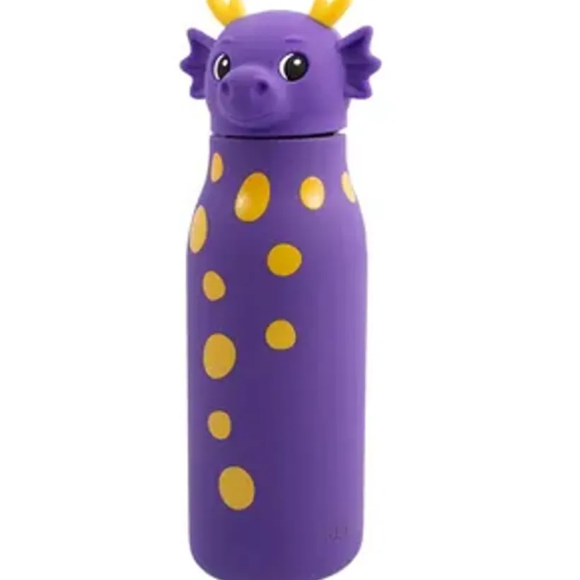 Roestvrijstalen drinkfles + rietje silicone - Zigo - 350 ml
