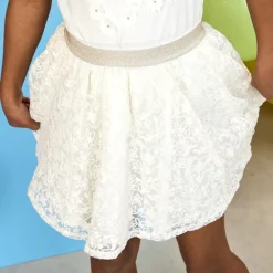 Rok in tule en geborduurde organza meisjes