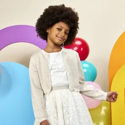 Rok in tule en geborduurde organza meisjes