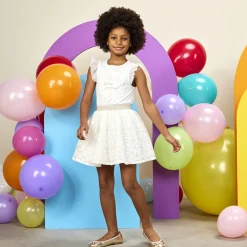 Rok in tule en geborduurde organza meisjes