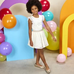 Rok in tule en geborduurde organza meisjes