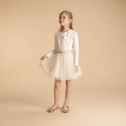 Rok in tule met borduursels en glinsterende taille meisjes