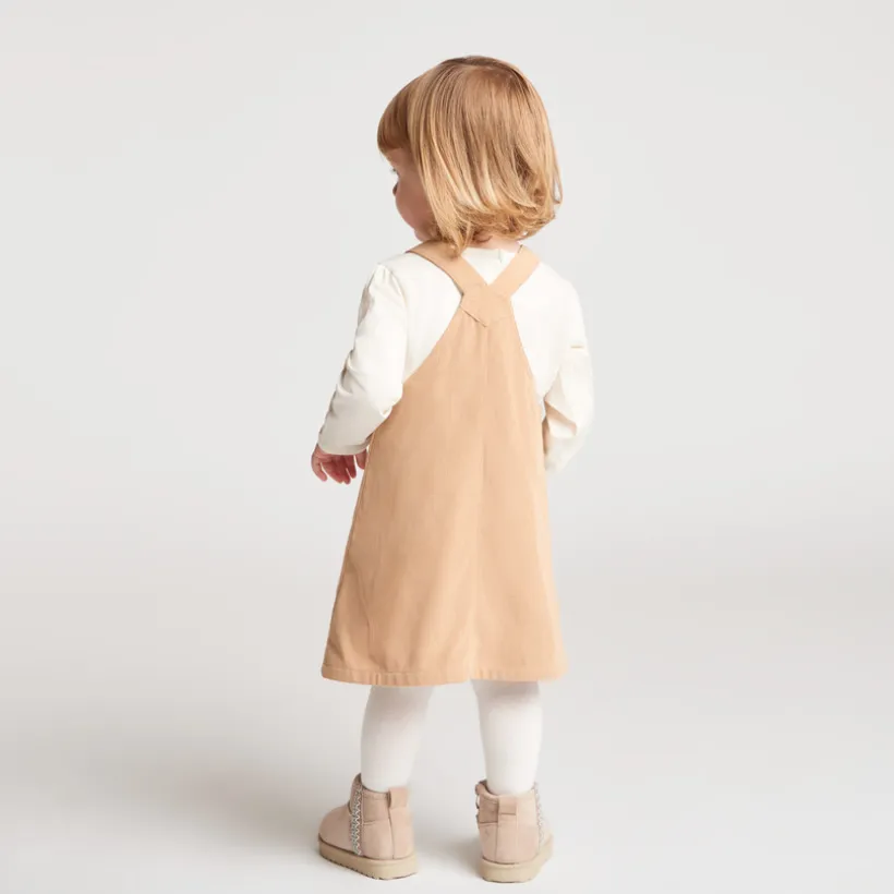 Rokjumpsuit voor babymeisjes in effen velours