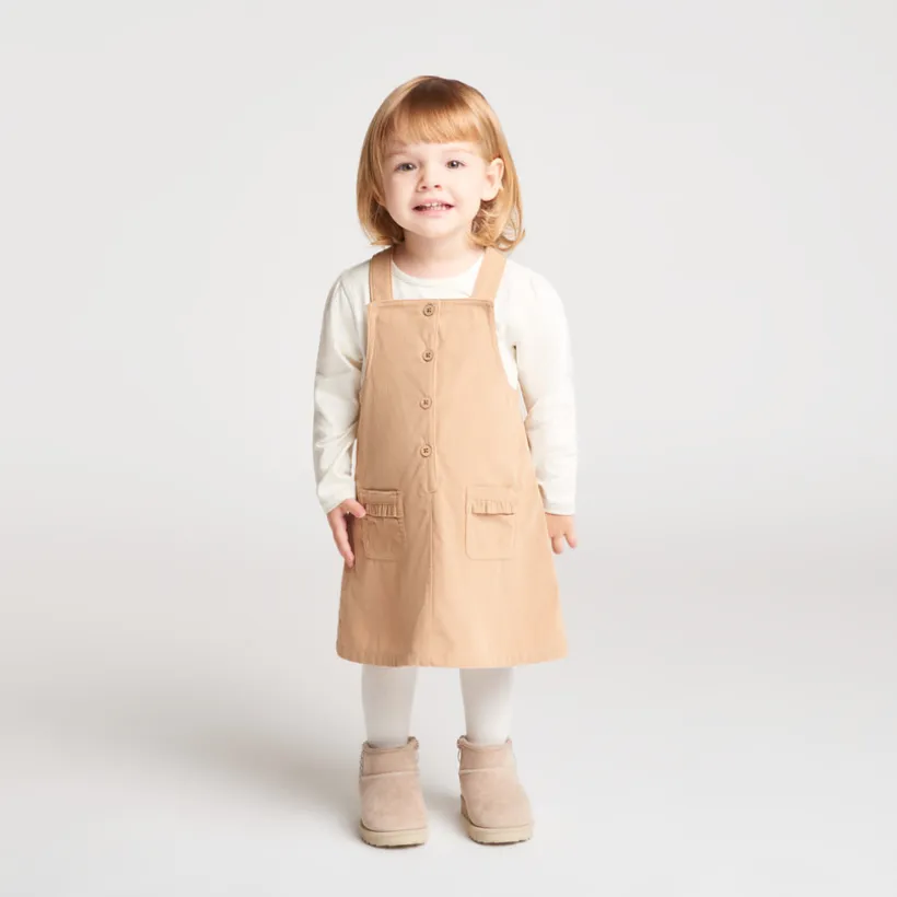 Rokjumpsuit voor babymeisjes in effen velours