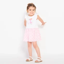 Rok met fantasie van flamingo's en pofmouwen voor babymeisjes