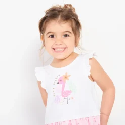 Rok met fantasie van flamingo's en pofmouwen voor babymeisjes