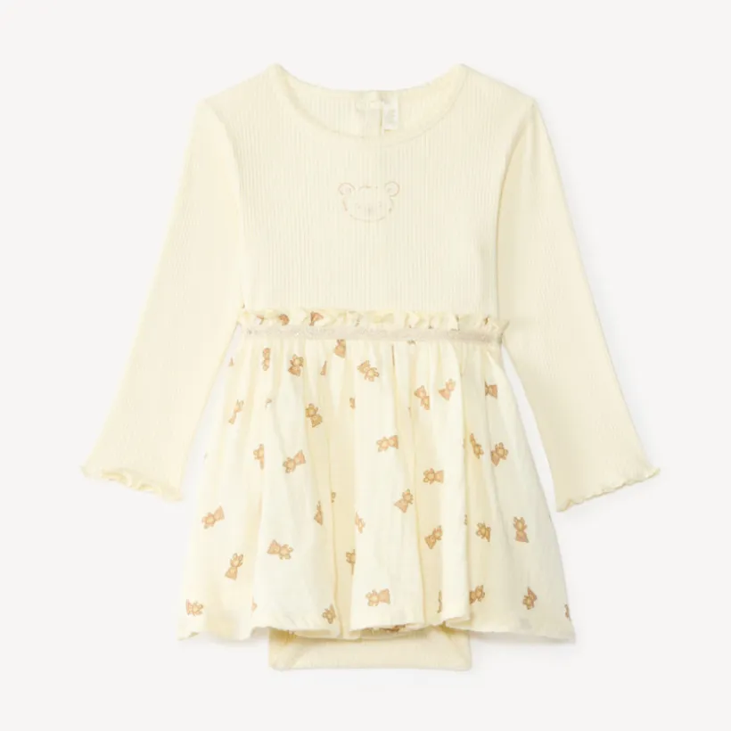 Rok met 2-in-1 effect met berenprint voor babymeisjes