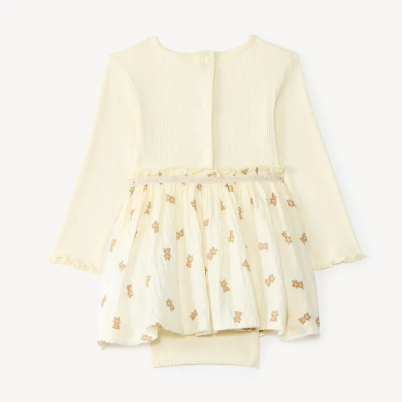 Rok met 2-in-1 effect met berenprint voor babymeisjes