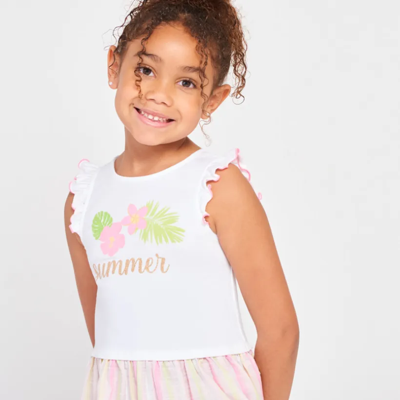 Rok met 2-in-1 effect, print en gestreept, meisjes