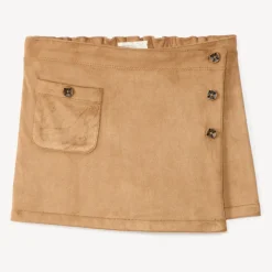 Rokshort met lederlook overslag meisjes