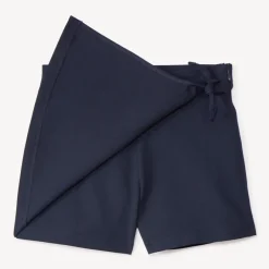 Rokshort van stof in marineblauw met overslag en koorden meisjes