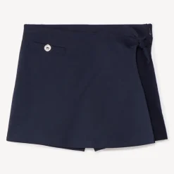 Rokshort van stof in marineblauw met overslag en koorden meisjes