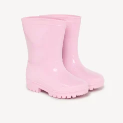 Roze effen glanzende regenlaarzen voor babymeisje