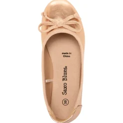 Roze gouden ballerina's met glanzende knoop meisjes