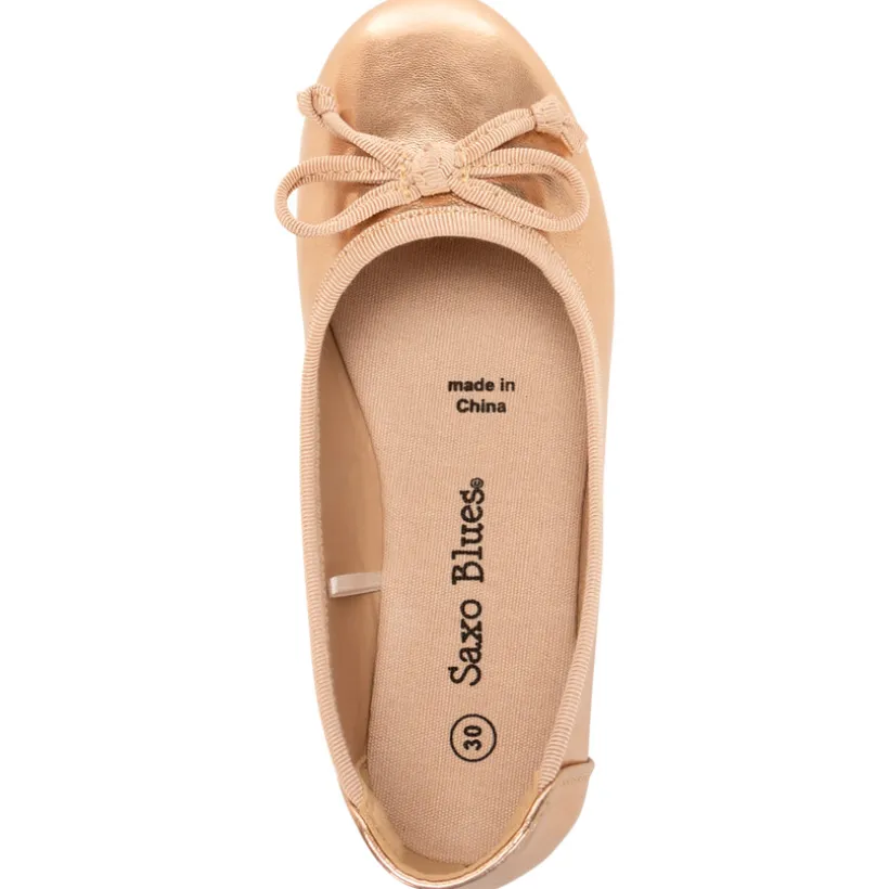 Roze gouden ballerina's met glanzende knoop meisjes