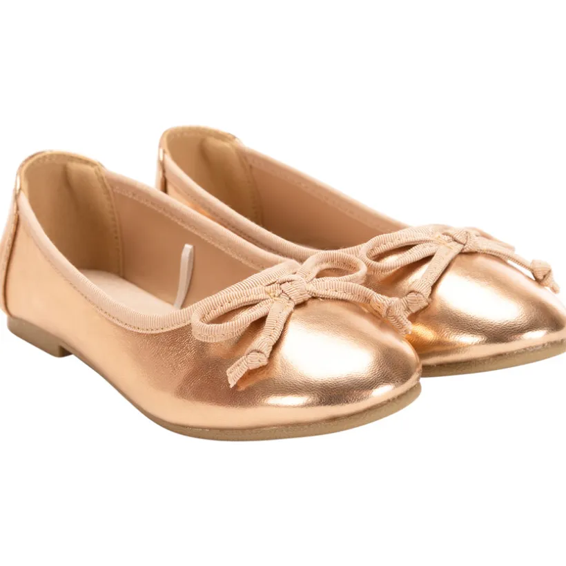 Roze gouden ballerina's met glanzende knoop meisjes