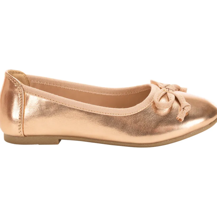 Roze gouden ballerina's met glanzende knoop meisjes