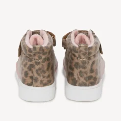 Roze laarsjes met overal luipaardprint, elastische veters en klittenbandsluiting meisjes