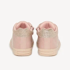 Roze laarsjes met suède-effect, veters met pailletten voor babymeisje