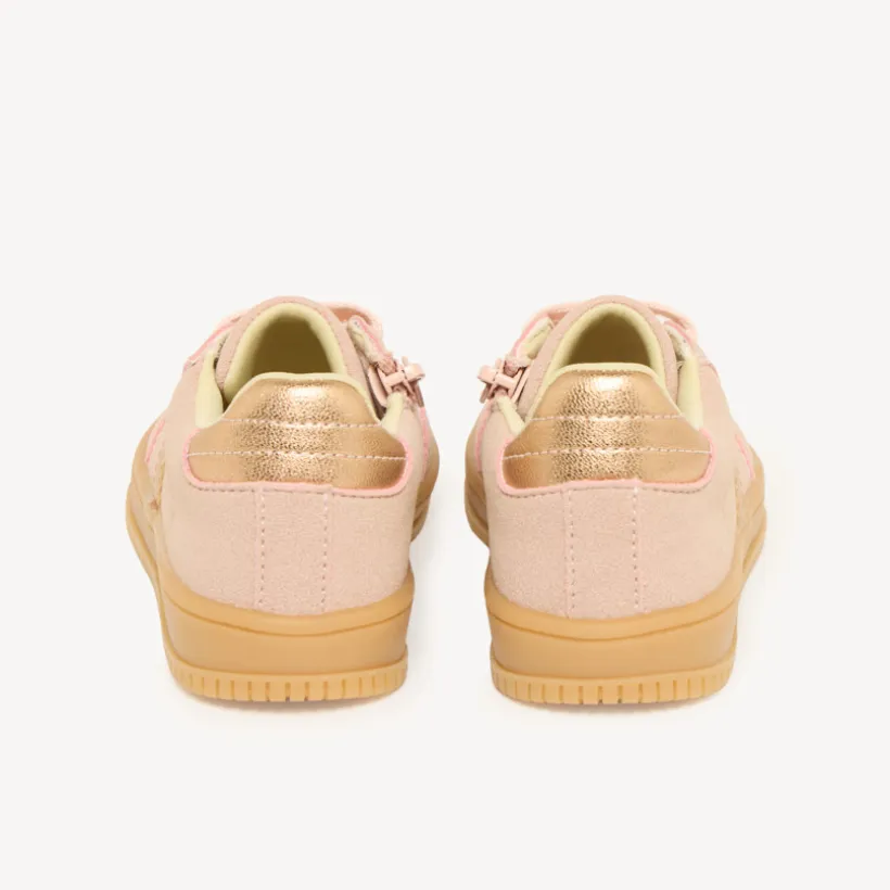 Roze meisjes sneakers met rits en veters