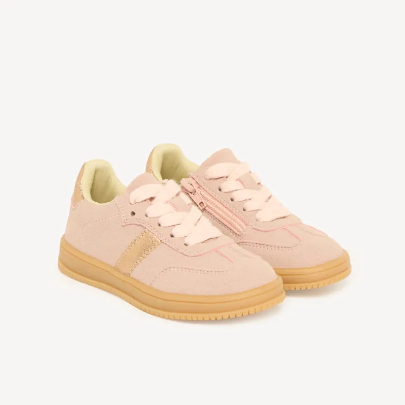 Roze meisjes sneakers met rits en veters