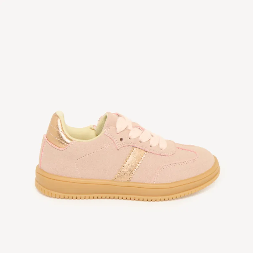 Roze meisjes sneakers met rits en veters