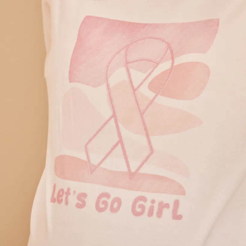 Roze oktober print T-shirt voor dames