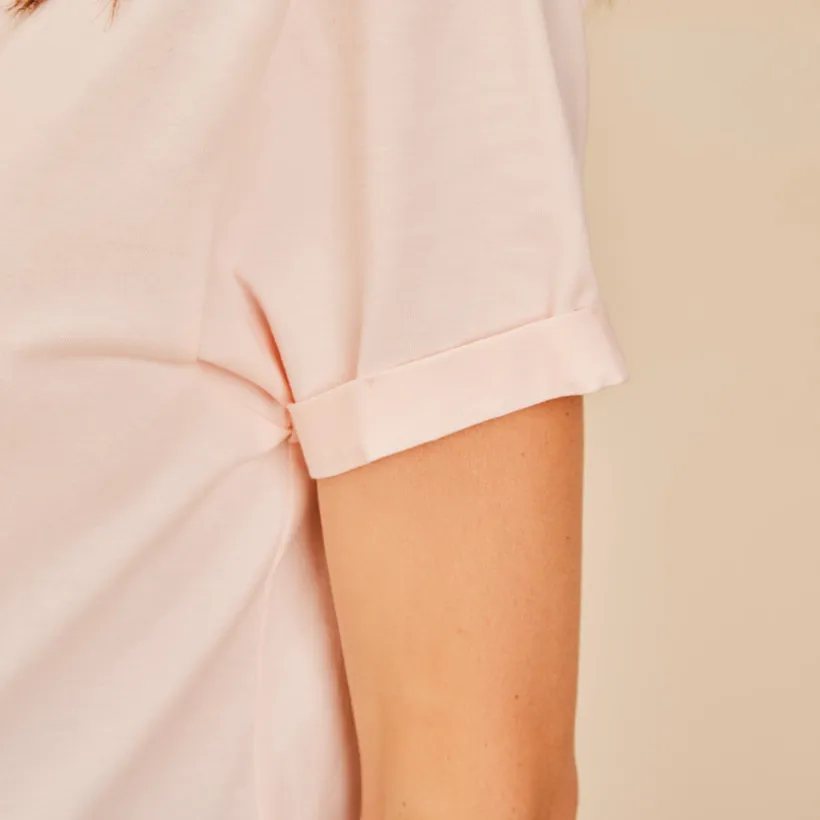 Roze oktober print T-shirt voor dames