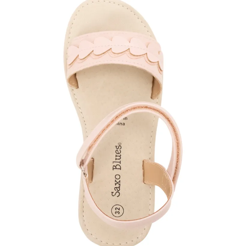 Roze sandalen met velcro en hartjespatch meisjes