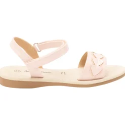 Roze sandalen met velcro en hartjespatch meisjes