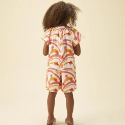 Ruimvallende jumpsuit met zakken en fantasieprint meisjes