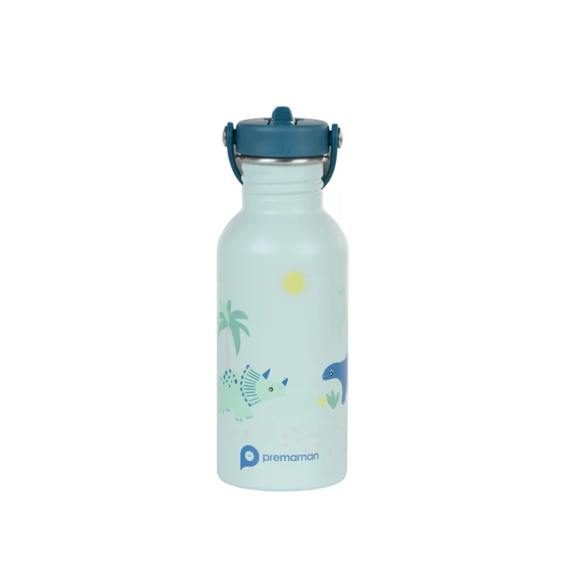 RVS drinkfles met rietje Dino Rigolo - 500 ml