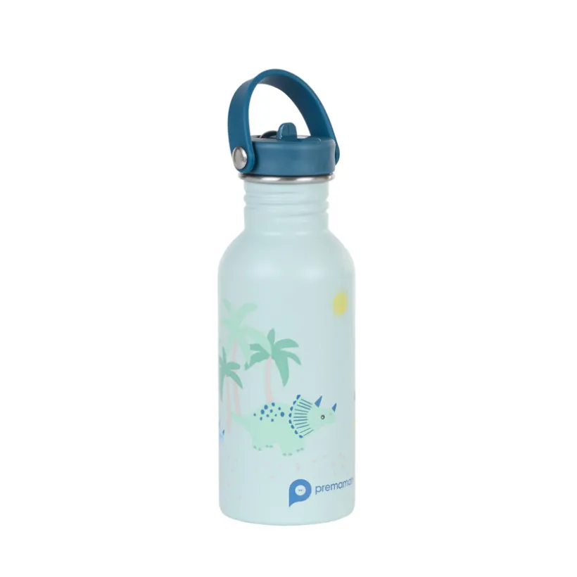 RVS drinkfles met rietje Dino Rigolo - 500 ml