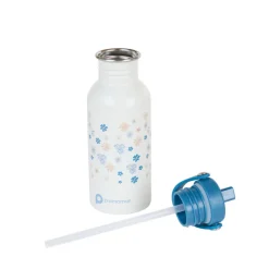 RVS drinkfles met rietje Tiny Flowers - 500 ml