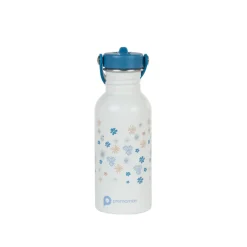 RVS drinkfles met rietje Tiny Flowers - 500 ml