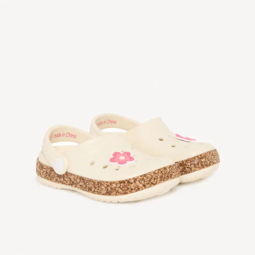 Sabots met bloem badge en riempje voor baby meisje