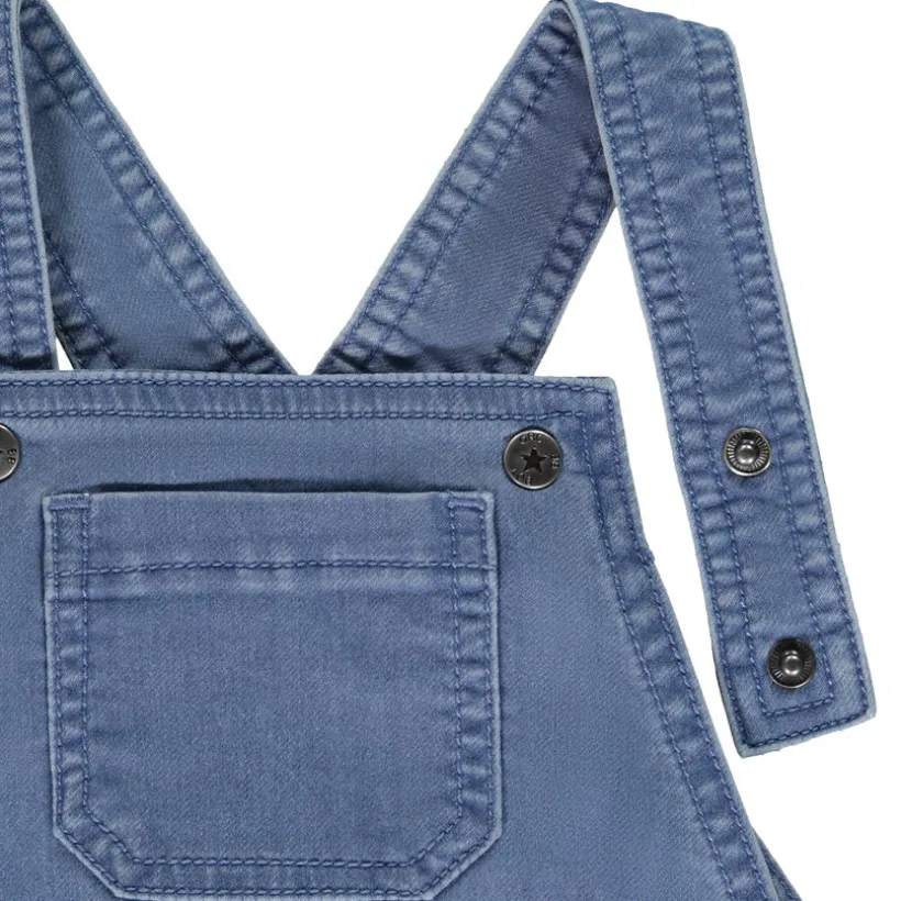 Salopette korte effen in denim voor baby jongen