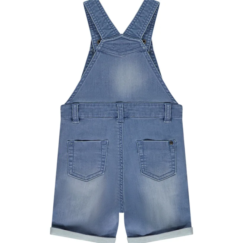 Salopette korte effen in denim voor baby jongen